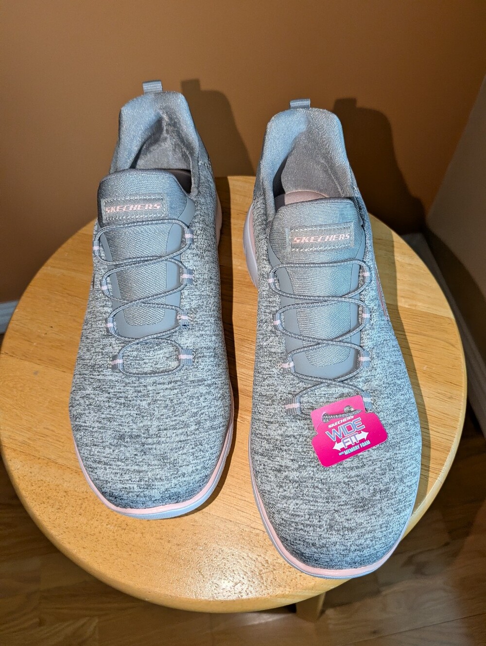 Skechers Women's Grey Knit Slip-On Walking Shoes